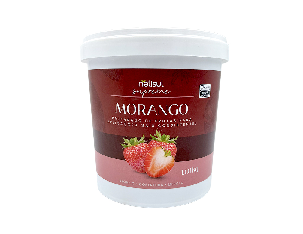 RECHEIO E COBERTURA SABOR MORANGO SUPREME NELISUL 1,01 KG (CX 12 PT)
